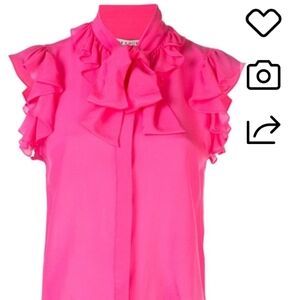 Pink Alice And Olivia Ruffled Blouse